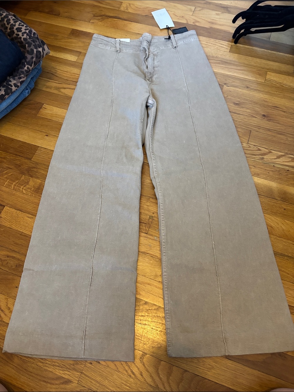 Zara High-Rise Wide-Leg Jeans in Light Taupe